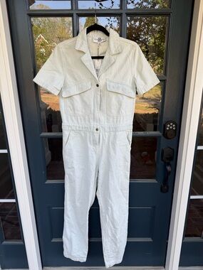 Hunter and Brown denim utility jumpsuit light blue denim